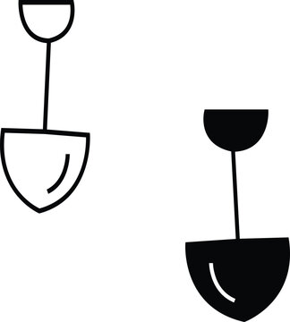 Shovel Icon with Transparent Background. – Line icon of a gardening shovel representing agriculture, landscaping, and soil cultivation with transparent background.