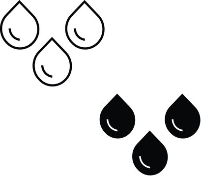 Water Droplets Icon with Transparent Background. – Line icon of three water droplets symbolizing irrigation, water conservation, and hydration with transparent background.