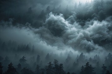 Wall Mural - misty dark atmospheric background with textured patterns for visual designs