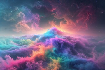Wall Mural - Ethereal Surreal Gradient Canvas with Vibrant Multicolor Texture and Cosmic Mist