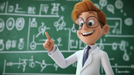 Poster - Animated Scientist Character Presenting Innovative Ideas with Enthusiasm