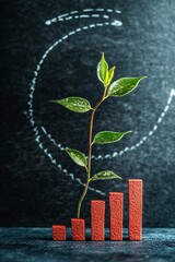 Aufkleber - Plant growing on increasing graph symbolizing sustainable development goals