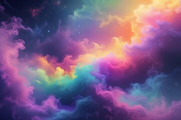Wall Mural - Vibrant Multicolor Gradient Canvas with Ethereal Misty Texture and Cosmic Haze Effects