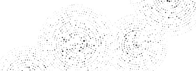 Poster - Black dotted concentric circle pattern. Rippled sound wave ring background. Radial halftone abstract drop wallpaper. Circular particle texture for flyer, poster, presentation, banner. Vector backdrop