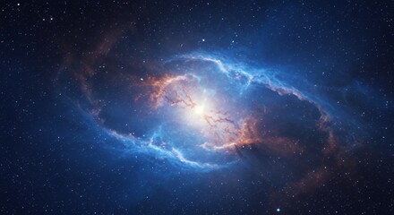 Wall Mural - exploring a distant nebula galaxy with light and cosmic dust