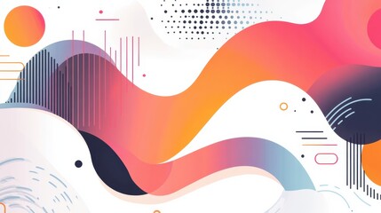 Poster - Colorful Abstract Background with Waves and Geometric Shapes