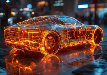 Poster - interactive holographic display of futuristic car design