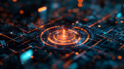 Poster - futuristic glowing target symbol on digital background