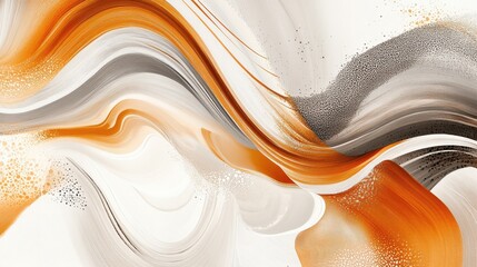 Wall Mural - Abstract Fluid Art with Warm Tones and Soft Curves in Orange and Gray