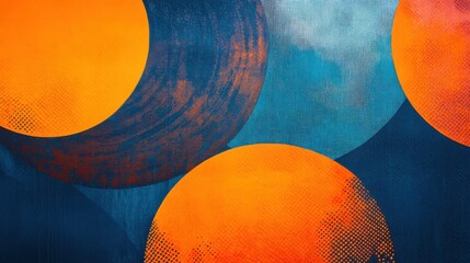 Poster - Abstract Colorful Circles on Textured Blue Background Design