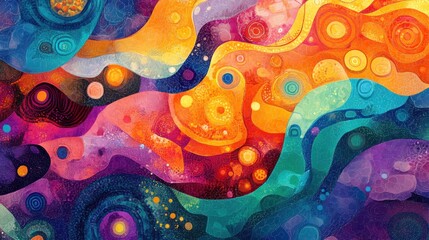 Wall Mural - Abstract Colorful Waves of Energy and Light in Dynamic Patterns