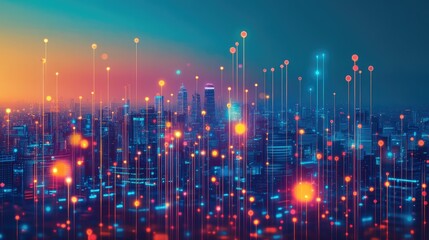 Poster - a digital circuit board with glowing elements representing innovation and technology in the corporat