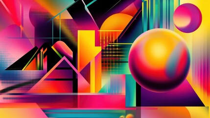 Poster - Colorful Geometric Abstract Art with Bold Shapes and Vivid Colors
