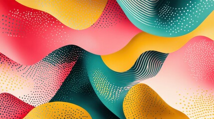 Poster - Colorful Abstract Waves with Dots and Curves for Creative Design