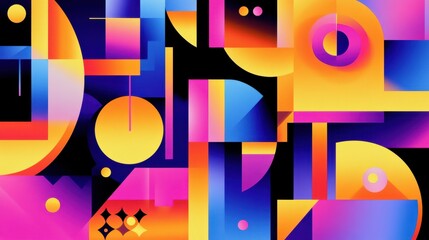 Poster - Vibrant Abstract Geometric Shapes in Bold Colors and Patterns