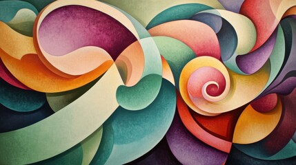 Poster - Vibrant Abstract Swirls and Curves in Bold Color Palette