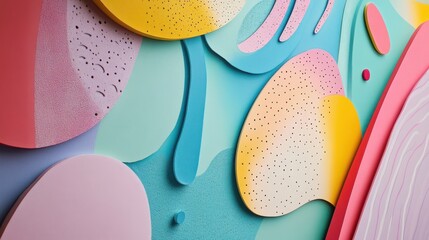 Poster - Abstract Colorful Shapes on Blue Background with Textured Details