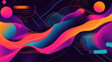 Poster - Vibrant Abstract Background with Colorful Waves and Shapes