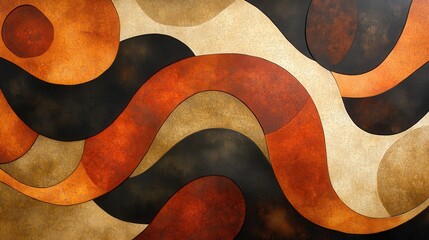 Poster - Abstract Wavy Patterns in Earthy Tones and Textures for Design