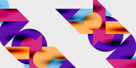 Poster - Modern abstract background featuring circles, lines, and triangles in a dynamic geometric composition. Perfect for stylish, tech, or creative-themed designs
