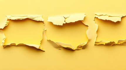 Poster - Three Ripped Openings on Yellow Paper Revealing a Bright Sunny Background Texture