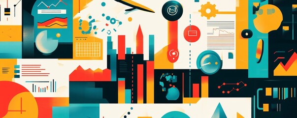 Fototapete - Abstract business concept illustration with charts and graphs