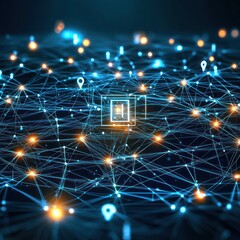 Poster - Energy field lit by glowing connections of high-tech AI.
