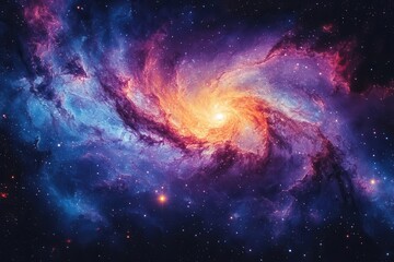 Wall Mural - cosmic vista featuring vibrant nebulae in purple and teal with glowing celestial bodies shimmering s