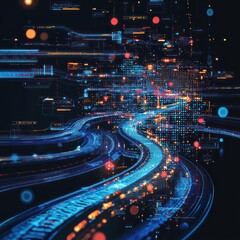Poster - research and analytics visualized through flowing big data streams.