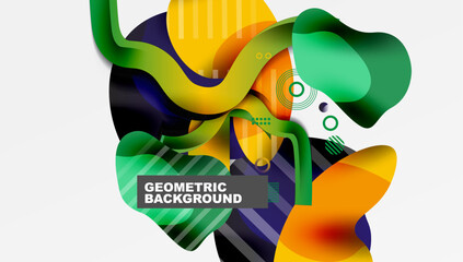 Aufkleber - Vibrant abstract background overlapping shapes
