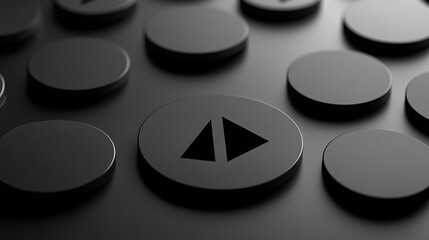 Black buttons, upward arrow, dark background, tech concept