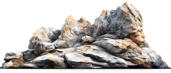 Poster - Isolated Rock Formation on White Background with Detailed Texture and Natural Color