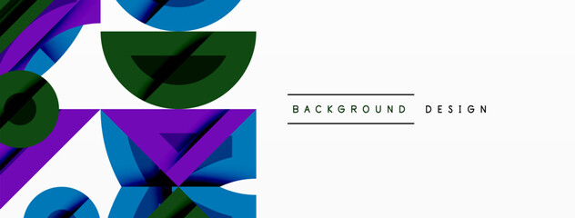 Aufkleber - Abstract geometric background with shapes, featuring circular and rounded elements. Bold contrast, smooth gradients, dynamic composition, futuristic style