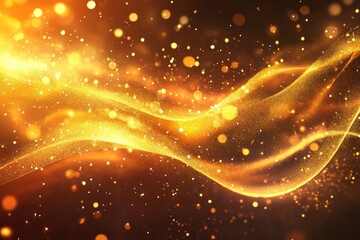 Poster - Golden wave abstract background, sparkling, dark, festive, design