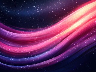 Poster - cosmic brushstrokes abstract art with starry sky and flowing gradient of pink and blue tones