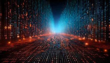 Digital binary code and streaming data wallpaper design