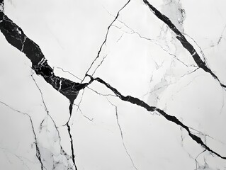 Poster - Striking Marble Texture with Bold Black Veins on a Clean White Surface Design