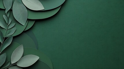 Wall Mural - Green leaves, paper art, background, design