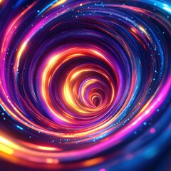 Poster - Abstract Swirl of Glowing Light Trails in Vibrant Colors Creating a Dynamic and Energetic Effect