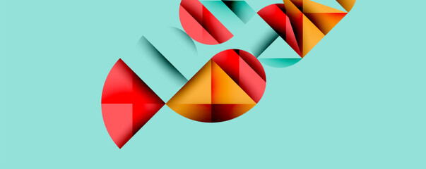 Wall Mural - Minimal geometric abstract background. Circle square and triangle design