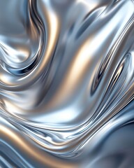 Poster - Abstract Silver Fabric Waves with Subtle Gold Highlights for Modern Design and Backgrounds