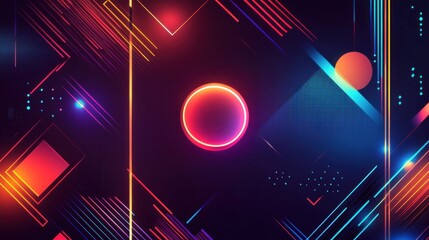 Poster - Abstract Geometric Background with Bright Colors and Lines
