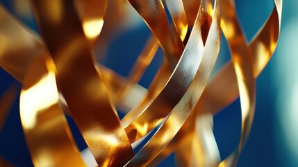 Wall Mural - A dynamic interplay of warm golden lights glowing softly against a cool blue background, evoking a sense of calm luxury.