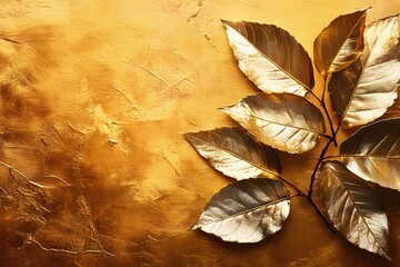 Poster - Golden Texture with Elegant Leaves for Luxury Design and Art Projects and Wallpapers