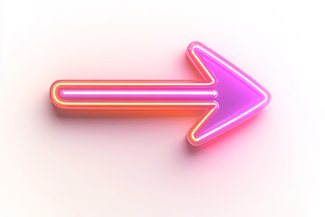 Wall Mural - neon pink and orange arrow sign on white background 3d render illustration