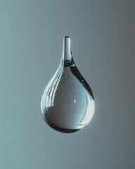 Poster - Captivating Water Drop with Subtle Reflections Against a Soft Gradient Background