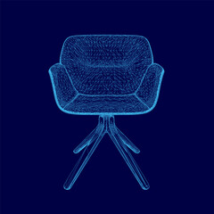 Poster - A chair is shown in a blue color with a very detailed and realistic look. The chair is made of wood and has a modern design. The chair is placed in a room with a blue background
