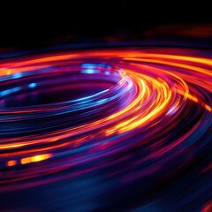Poster - Abstract Light Trails of Energy and Motion in a Dark Swirling Vortex Design