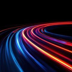 Poster - Abstract Light Trails in Motion with Vibrant Colors on a Dark Background for Futuristic Design