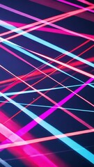 Poster - Neon Lines Abstract Art: Vibrant Pink and Blue Light Streaks